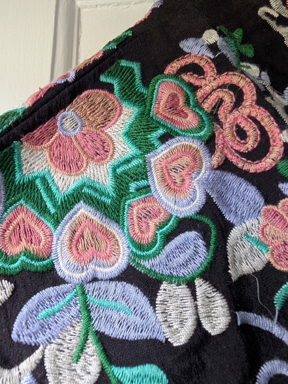 Black Embroidered V-Neck Women’s Dress - Picture 2 of 3